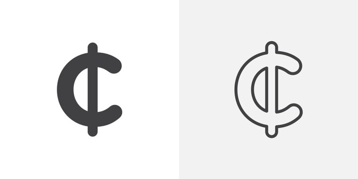Cedi sign flat outline in black