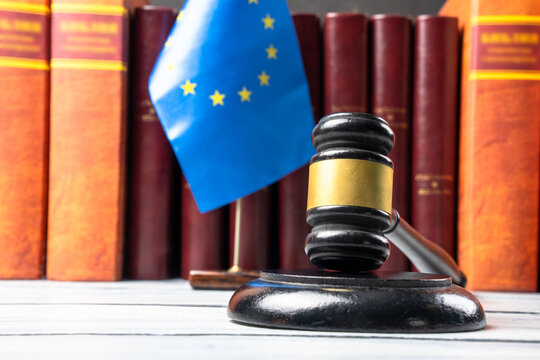 The flag of Europe and a judicial gavel