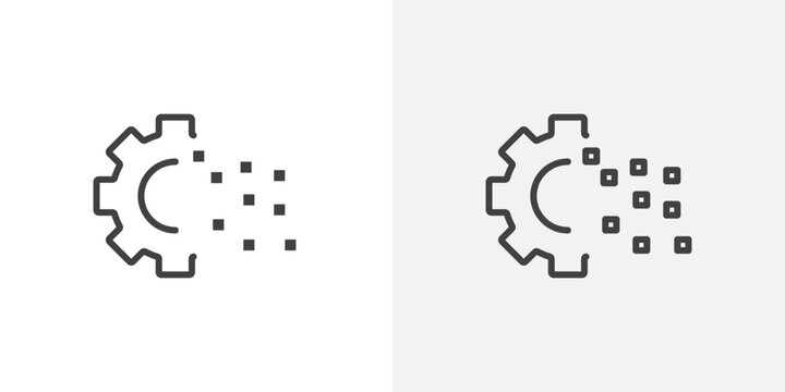 Digital transformation icon flat outline in black