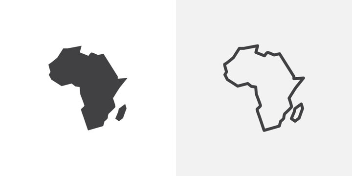 Earth africa icon flat outline in black