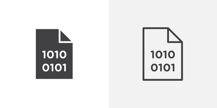 File Binary icon flat outline in black
