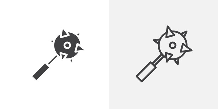 Mace icon flat outline in black