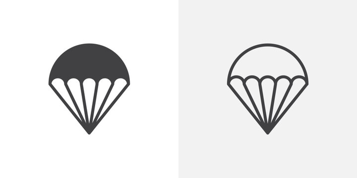 Parachute icon flat outline in black