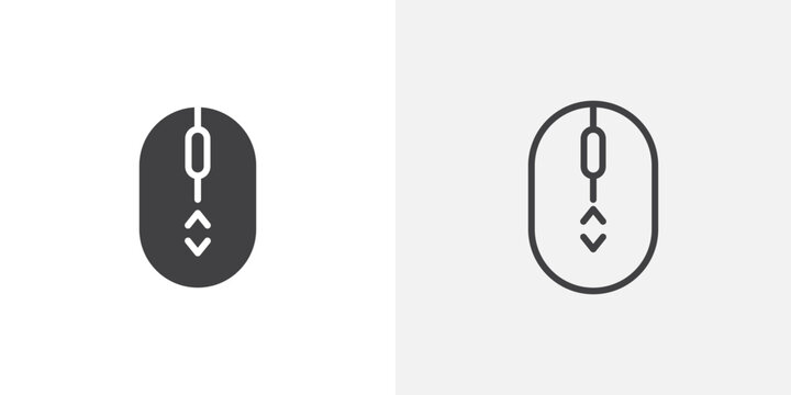 Scroll down up icon flat outline in black
