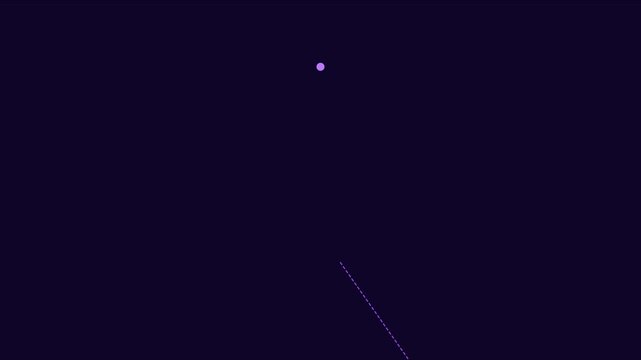 Minimalist pendulum motion with glowing pink circle and dotted line path animation 4k