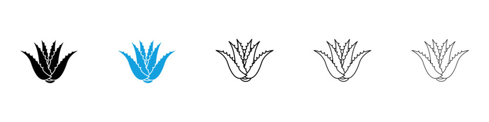 Obraz premium Aloe vera icon flat outline in black