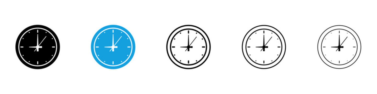 Clock nine icon flat outline in black