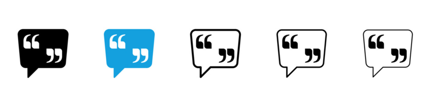 Comment quote icon flat outline in black