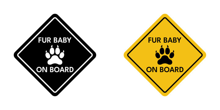 Fur baby on board sign flat outline in black