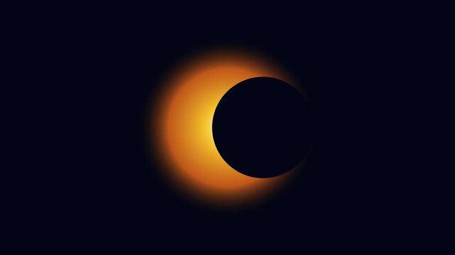 Total solar eclipse animation with glowing sun corona and moon silhouette 4k total eclipse astronomy
