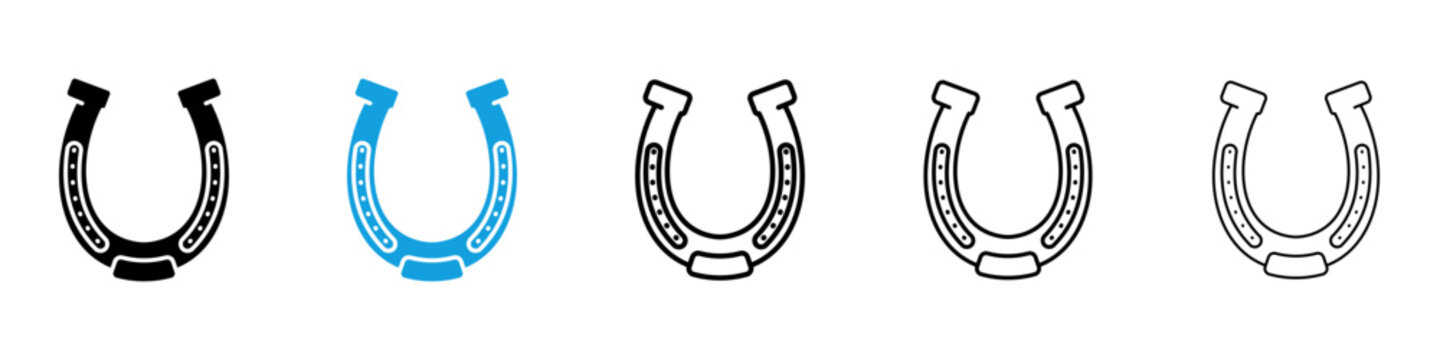 Horseshoe icon flat outline in black