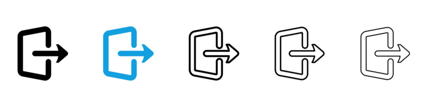 Logout icon flat outline in black