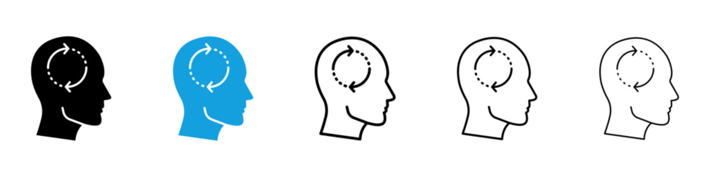 Memory recall icon flat outline in black