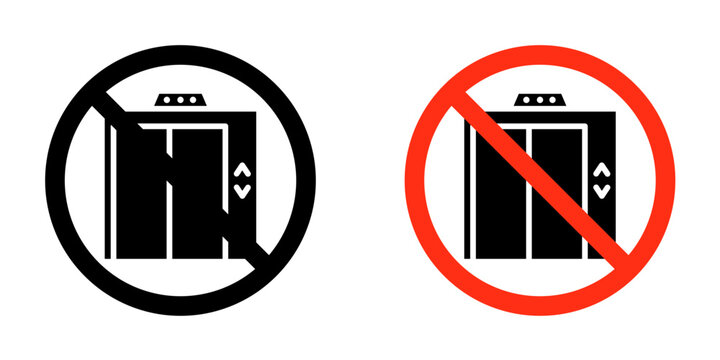 No elevator sign flat outline in black