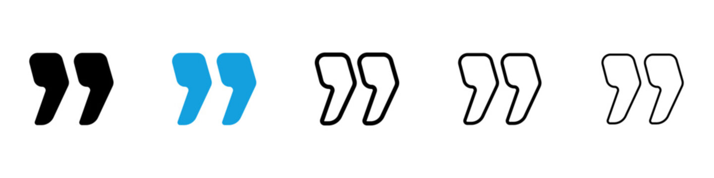 Quote right icon flat outline in black