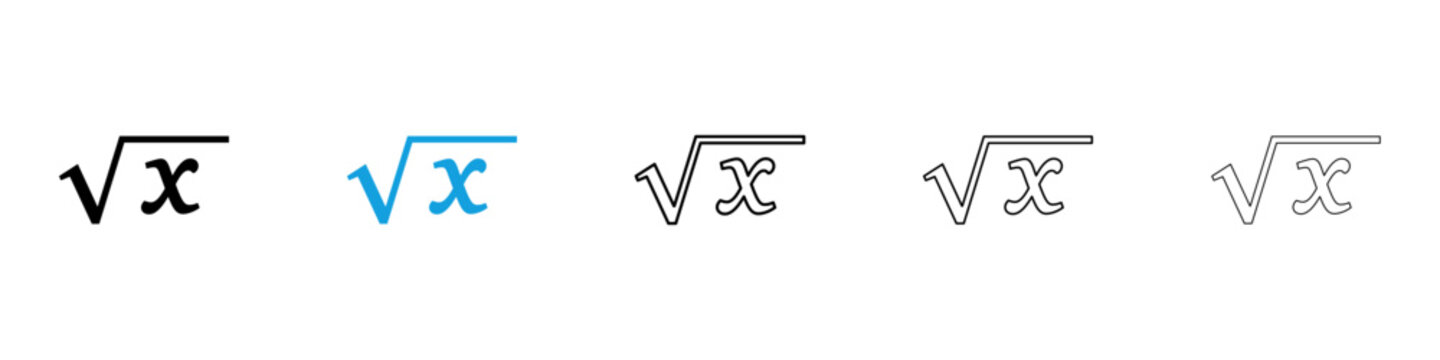 Square root icon flat outline in black