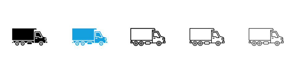 Fototapeta premium Truck icon flat outline in black