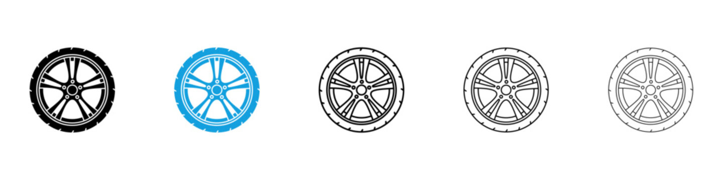 Tire icon flat outline in black