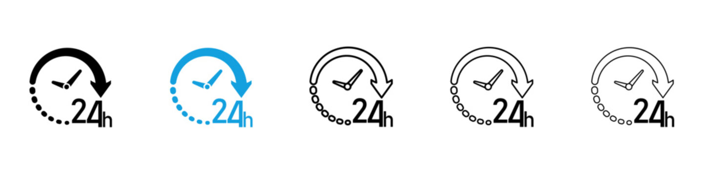 Time twenty four icon flat outline in black