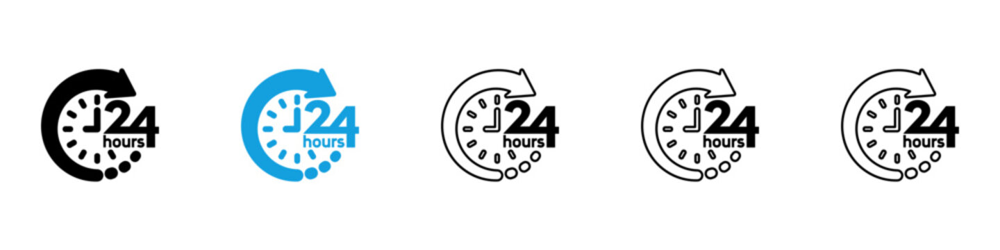 Twenty four hours icon flat outline in black