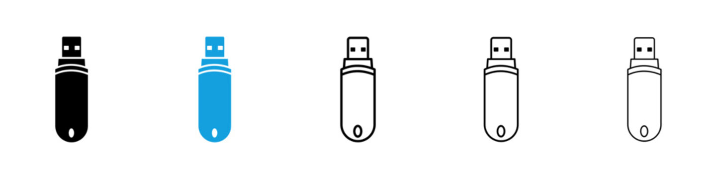 USB pendrive icon flat outline in black