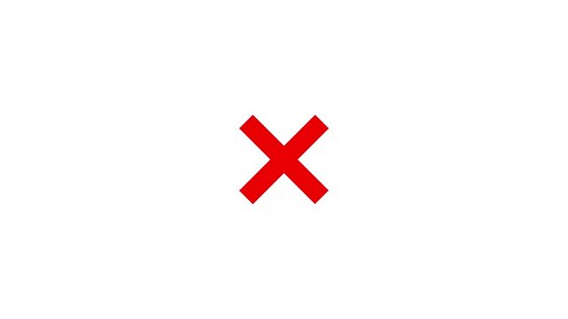 Bold Red X Cross Mark Icon for Close, Cancel, Delete, Reject, Error, Remove and Exit Actions on White Background 4k video animation.