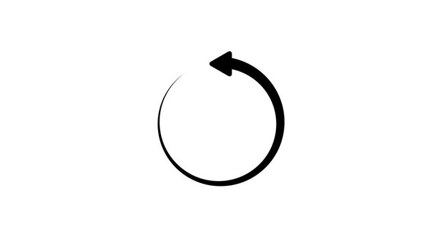 Black Circular Refresh Arrow Icon for Reload, Restart, Update, Repeat, Synchronization and Web Interface Design on White Background.