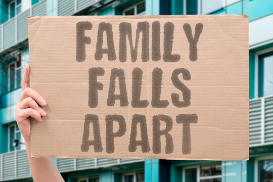 "Family falls apart" Alcohol addiction damages family relationships and destroys household stability. FAMILY. RELATIONSHIPS. STABILITY. DAMAGE. SEPARATION.