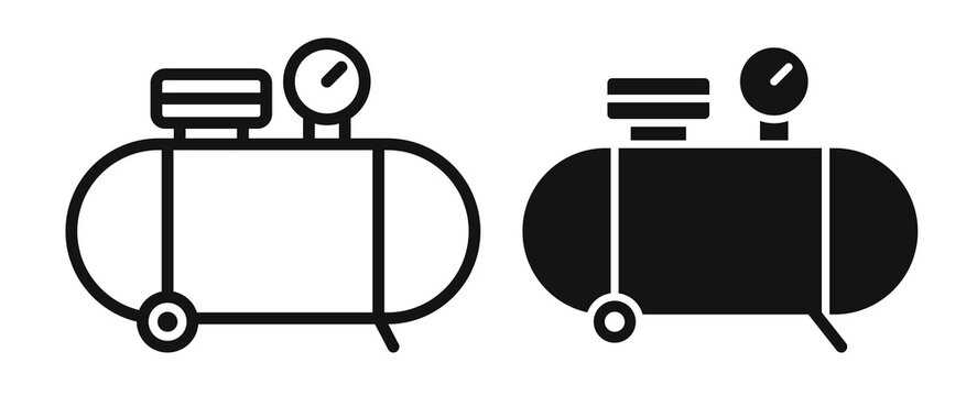 Air compressor icon flat outline in black