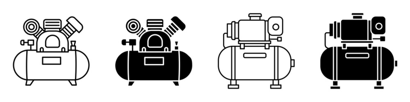 Air compressor icon flat outline in black