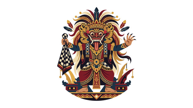 Balinese Rangda demon queen character illustration.