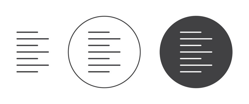 Align left icon flat outline in black