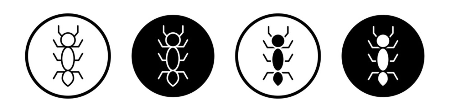 Ant icon flat outline in black