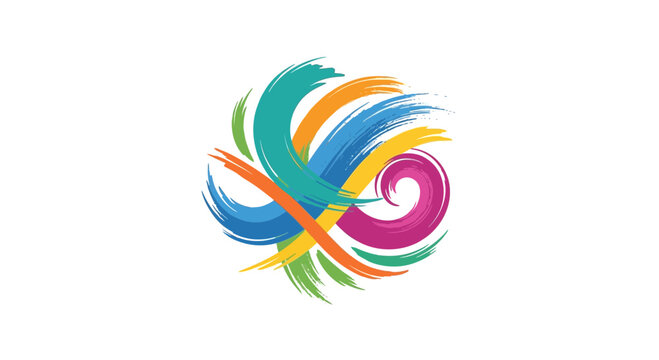 Abstract swirling colorful paint stroke icon.