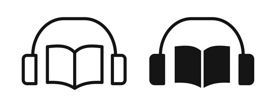 Audio book icon flat outline in black