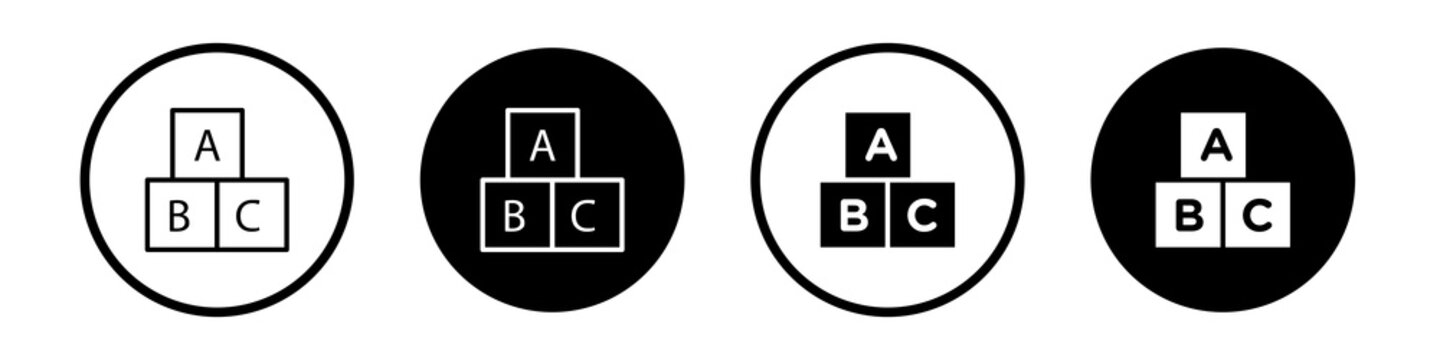 Baby ABC cubes icon flat outline in black