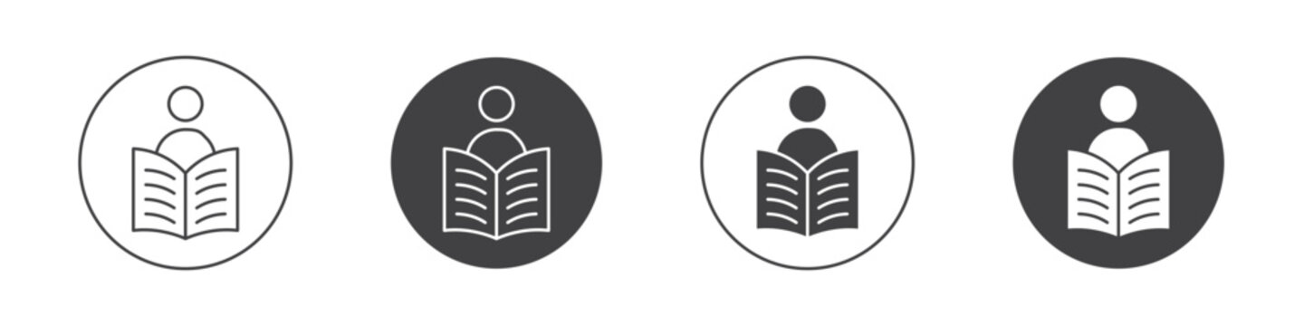Book open reader icon flat outline in black