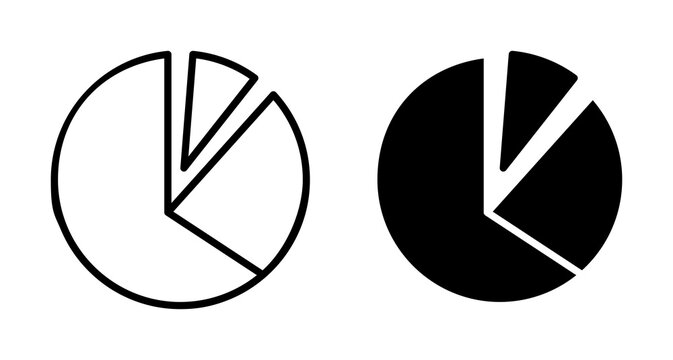 Chart pie icon flat outline in black