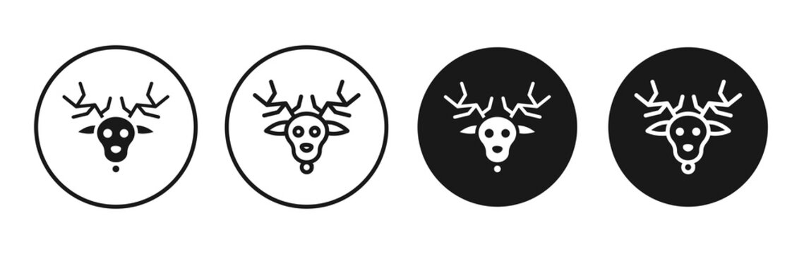 Deer rudolph icon flat outline in black