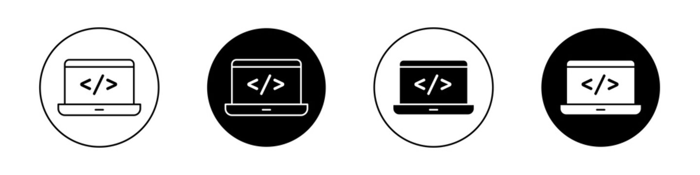 Display code icon flat outline in black