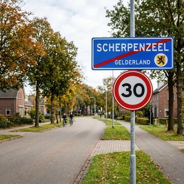 Dutch Village Road Signs Speed Limit And Location Marker