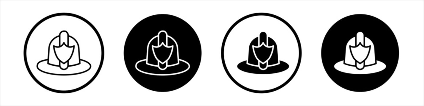 Firefighter hat icon flat outline in black