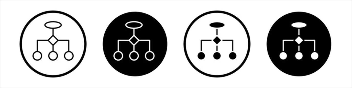 Flowchart icon flat outline in black