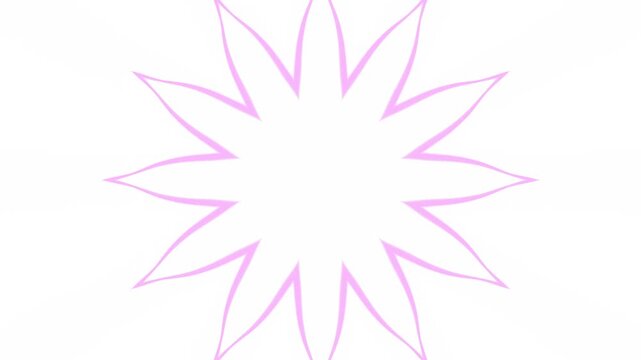 Pink Line Art Mandala Star Shrinking on White Background