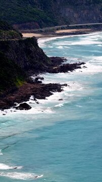 Great ocean road highway by Southern ocean scenic coast in Australia &ndash; aerial panorama.