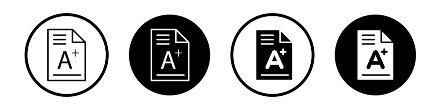 Grades icon flat outline in black