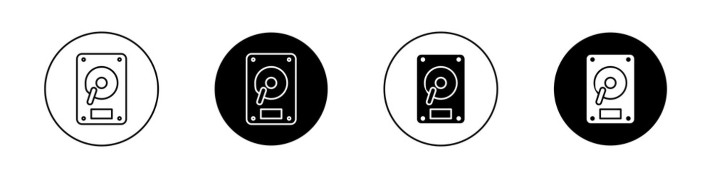Hard Disk icon flat outline in black