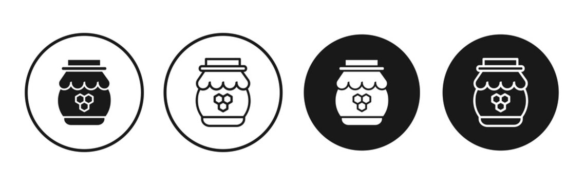 Honey pot icon flat outline in black