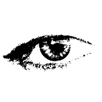 Black Human Eye in Distressed Grunge and Y2K Collage Style