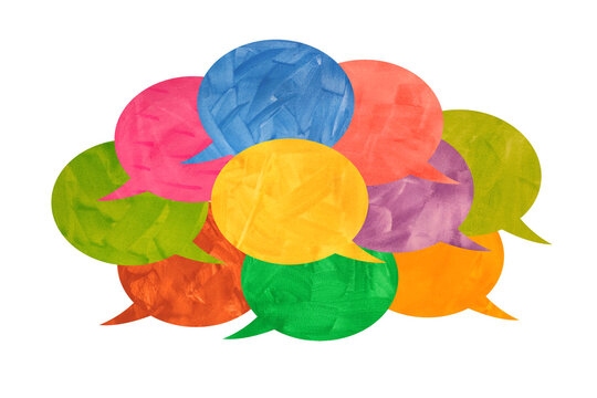 Multi colored Watercolor speech bubbles on white background
